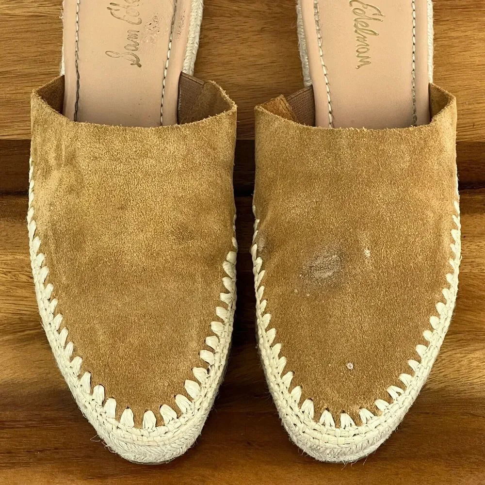 Womens Sam Edelman Austin Brown‎ Suede Espadrille Mules Shoes Size 9 M GUC